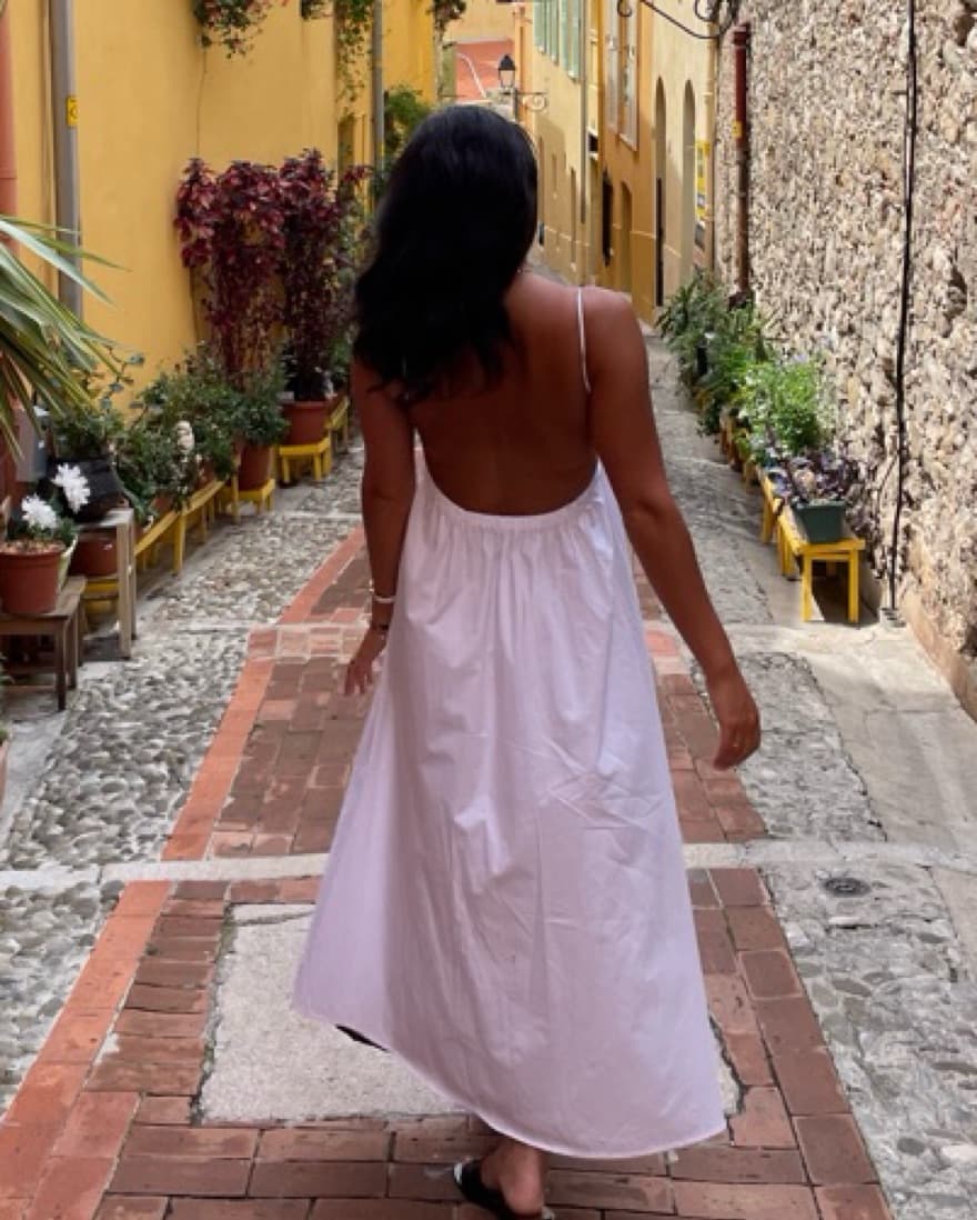 White Open Back Midi Dress - Image 2