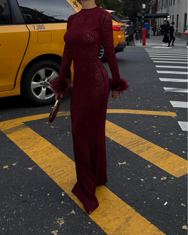 Burgundy new year gala big getsby dress - Image 4