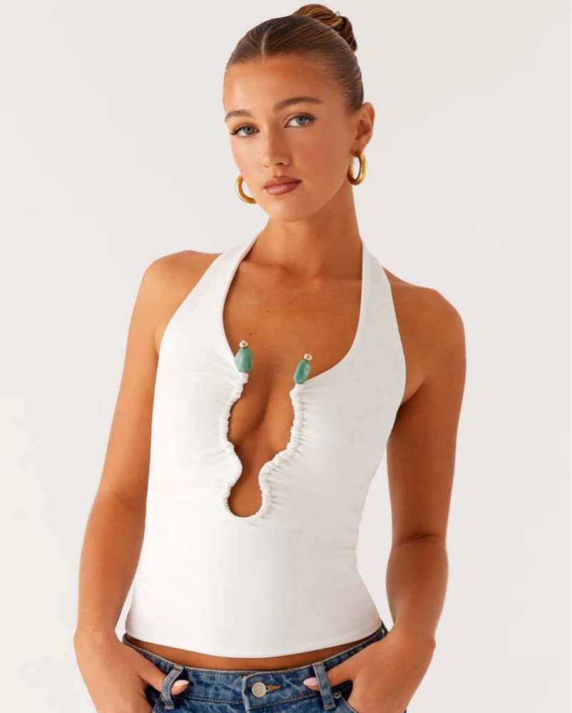 Diego Beaded Halter Top - Image 1
