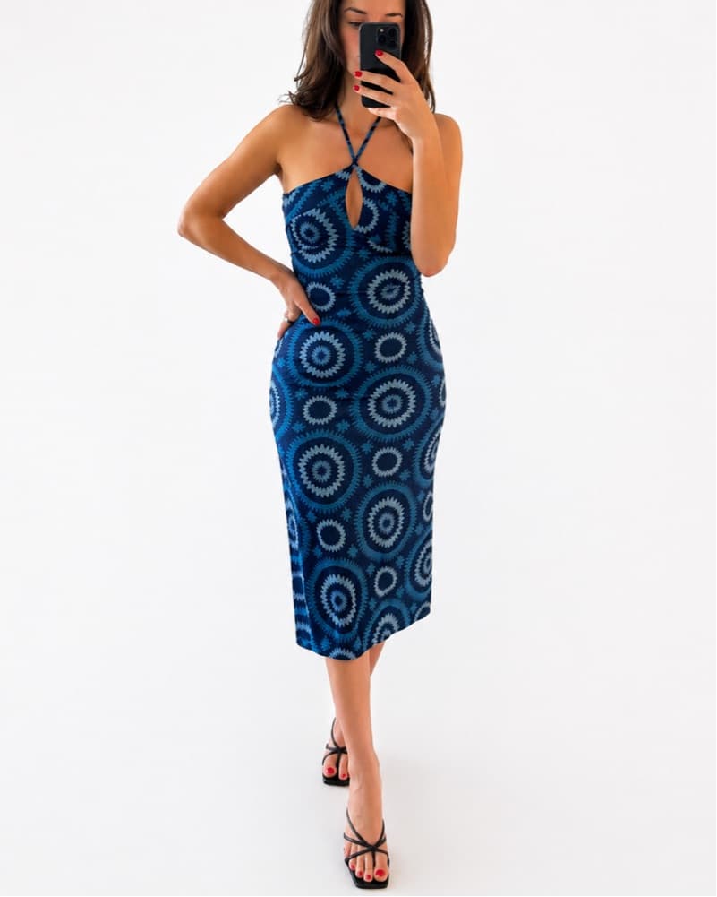 Ramy Brook Aya Shimmer Knit Halter Dress - Image 3