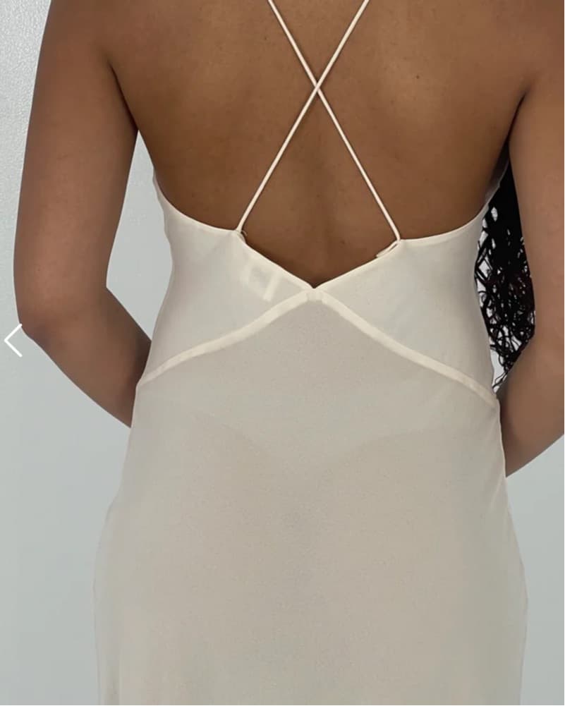 Helsa White Slip Dress W Black Rose - Image 4