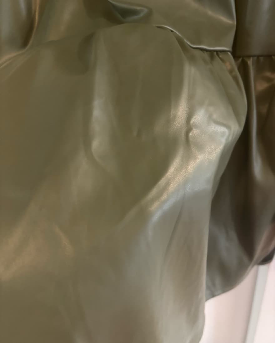 Olive Green Faux Leather Dress - Image 4