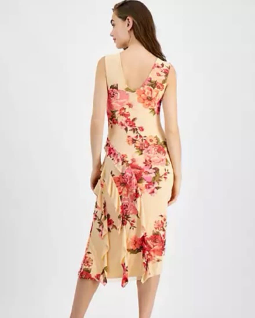 Floral Print Midi Dress With Ruffles - Image 2