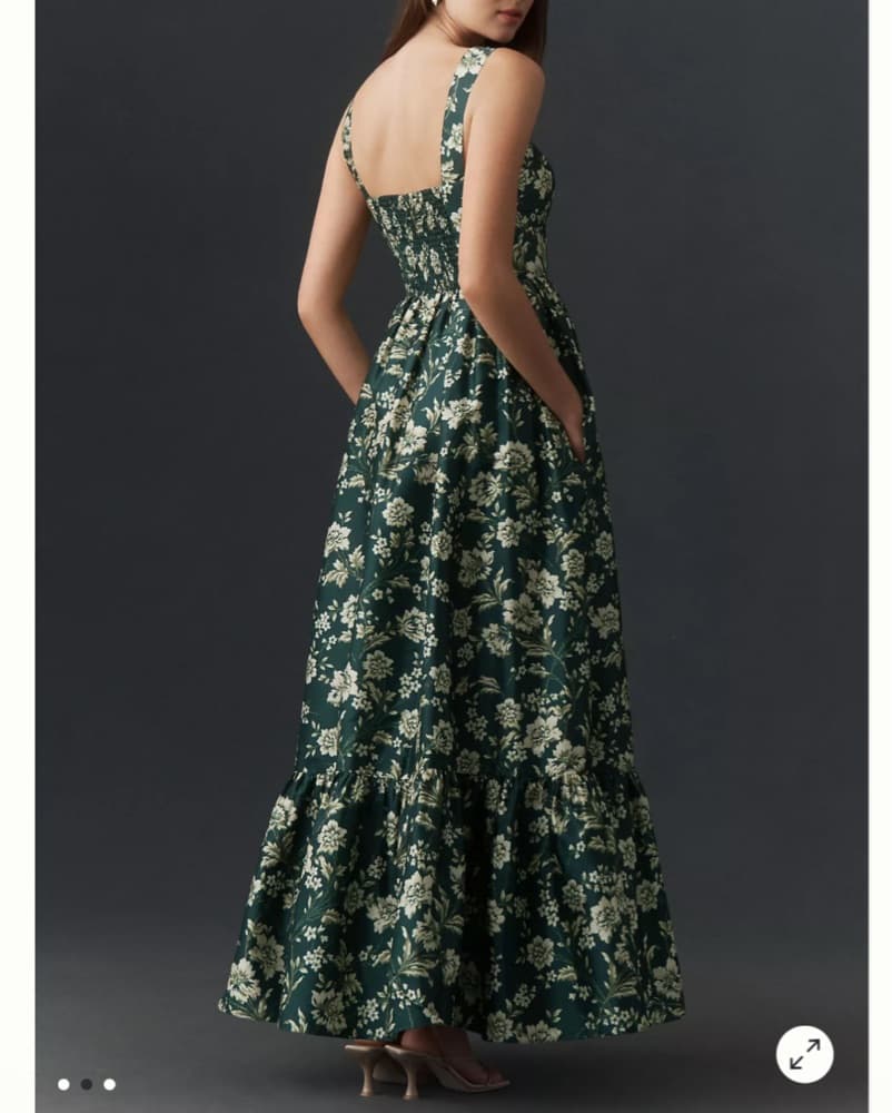 Green Floral Formal Dress - Image 2