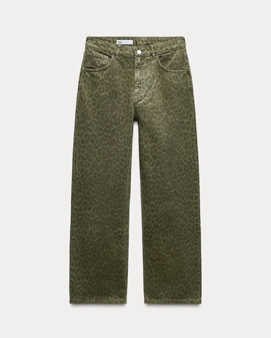 Olive Green Animal Print Denim  - Image 1