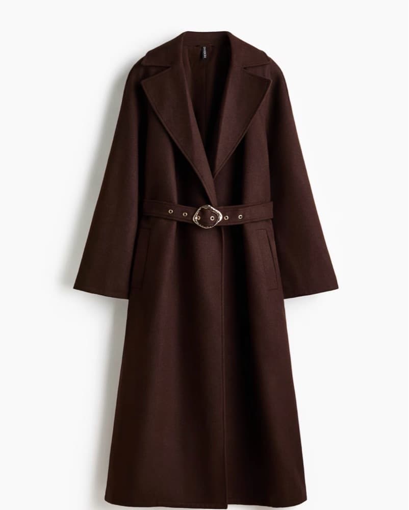 Brown Maxi Coat With Belt  - Image 3