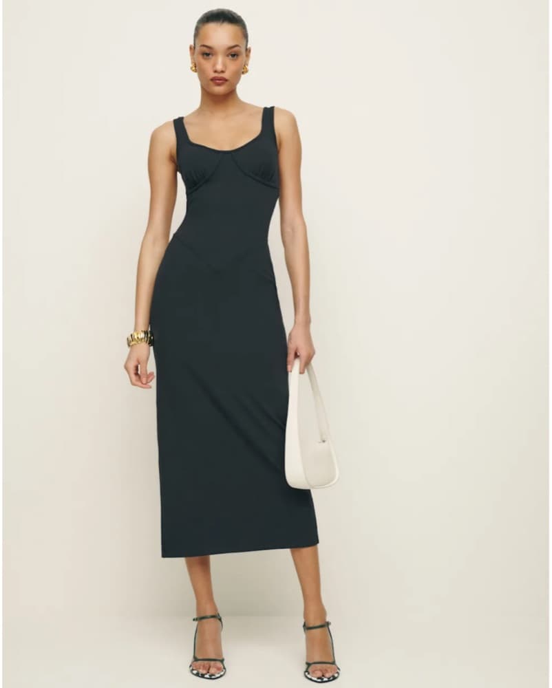 Reformation Black Midi Dress - Image 1