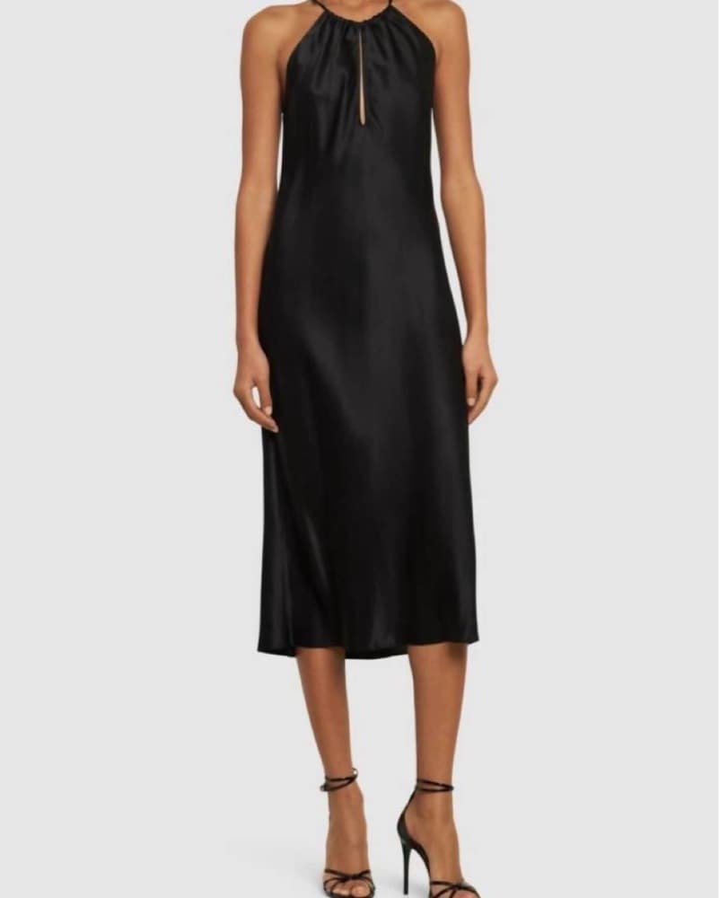 Nili Lotan Black Halter Midi Dress - Image 3