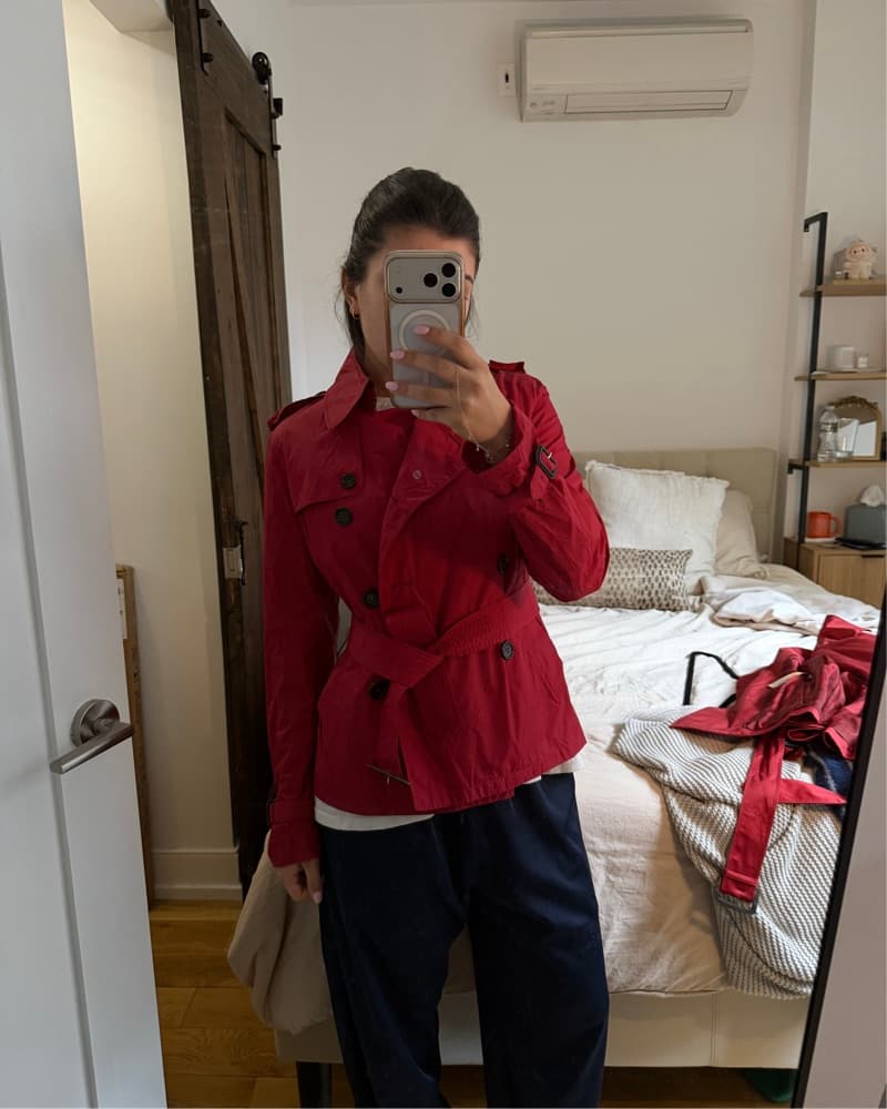 Red Burberry Mini Trench - Image 2