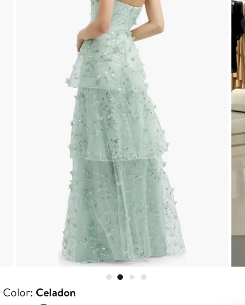 Sequin Embroidered Strapless Tiered Gown - Image 2