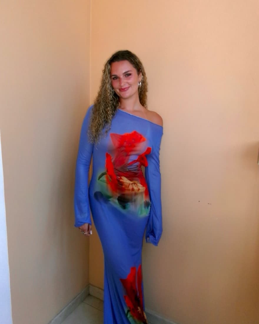 Vibrant Floral Maxi Dress with Open Back - Image 1
