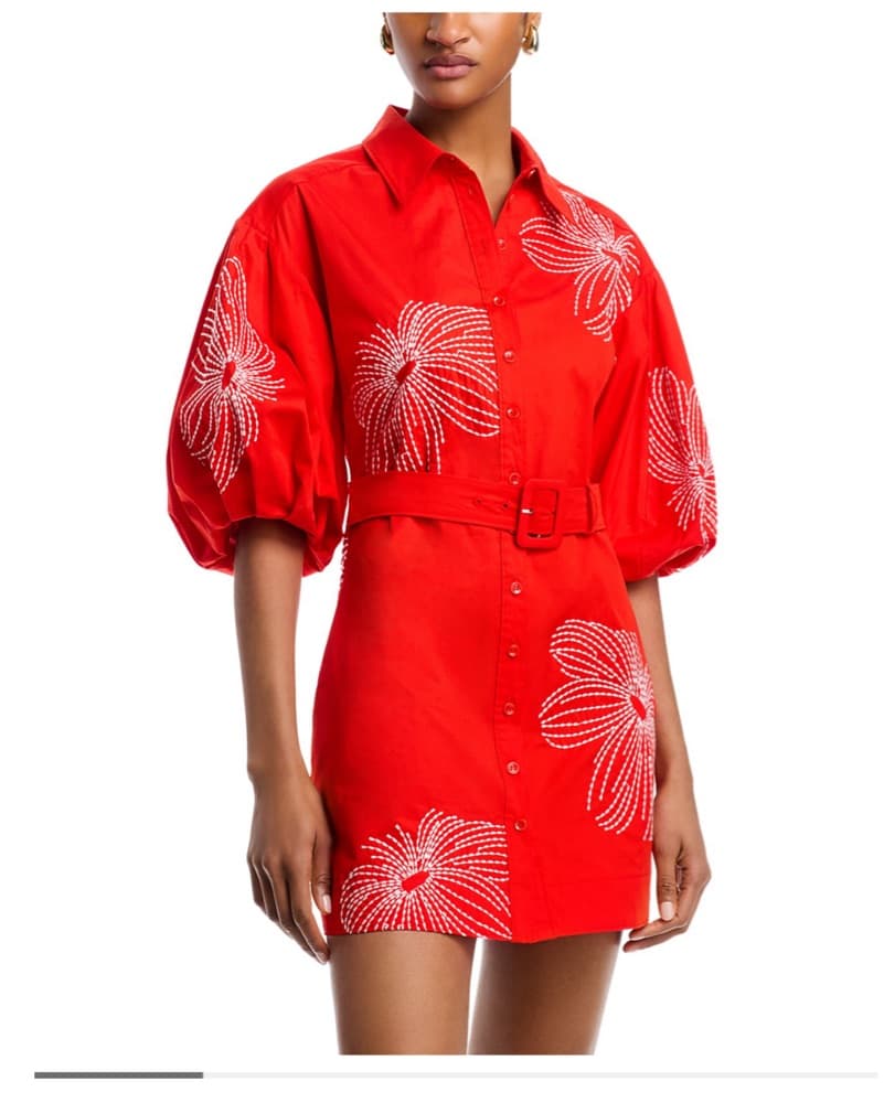 Vibrant Red Floral Shirtdress - Image 1