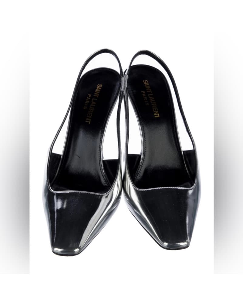 Silver Saint Laurent Slingbacks - Image 3