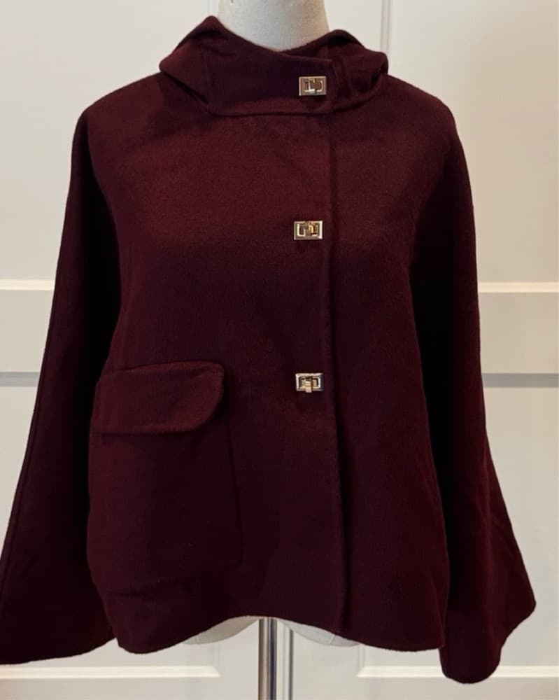 ba&sh Kove Burgundy  Hooded Coat - Image 5