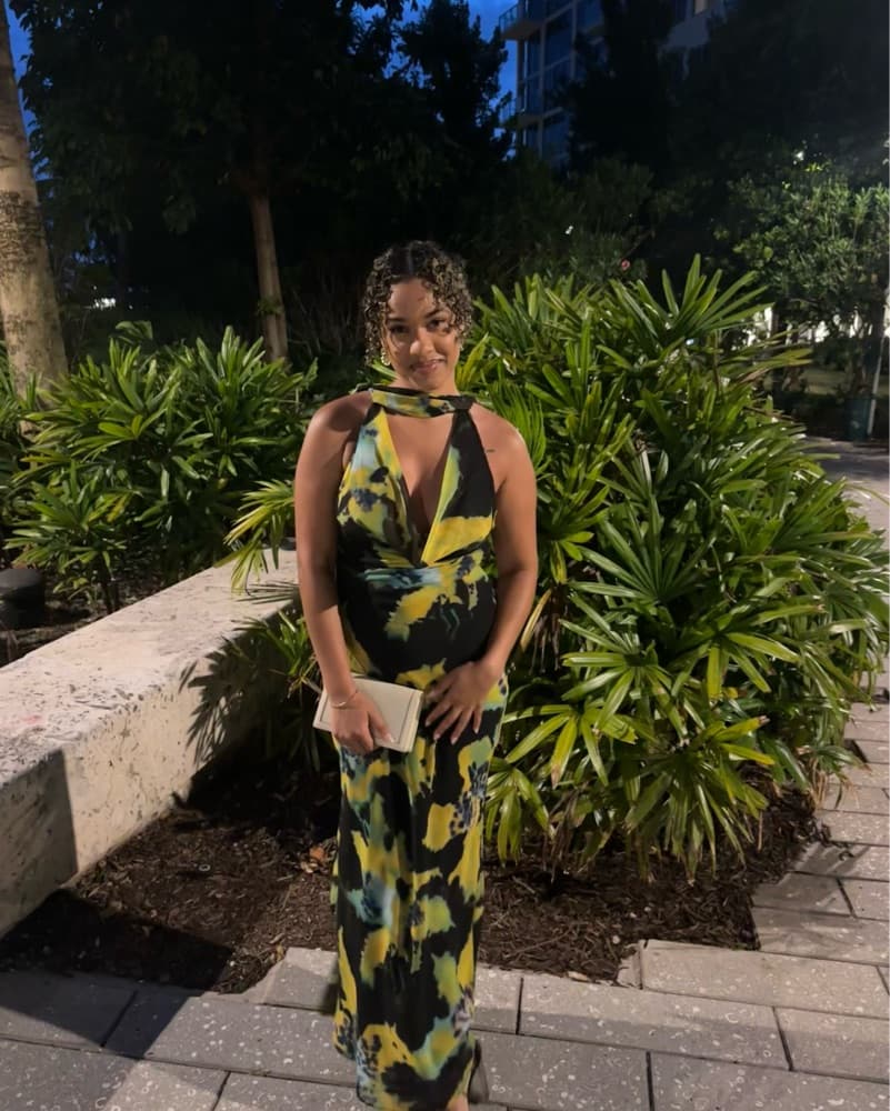Cowl Neck Foulard Print Long Dress - Image 3