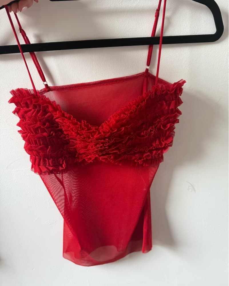 Orseund Iris Red Mesh Top - Image 2