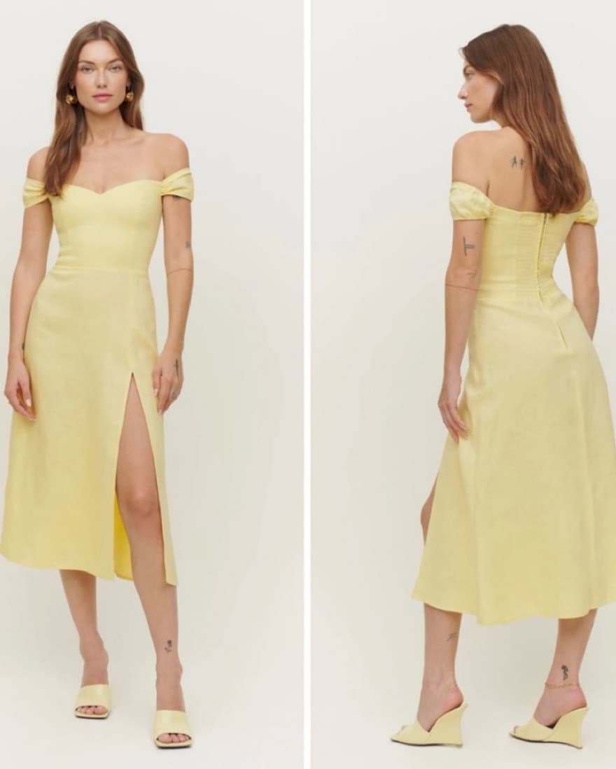 Reformation Bridgton Linen Dress Zest - Image 2
