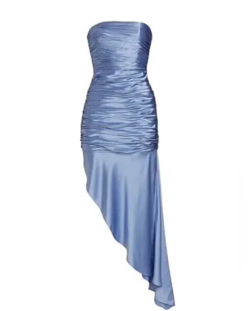 Cinq A Sept Silk Strapless Blue Dress 6 - Image 3