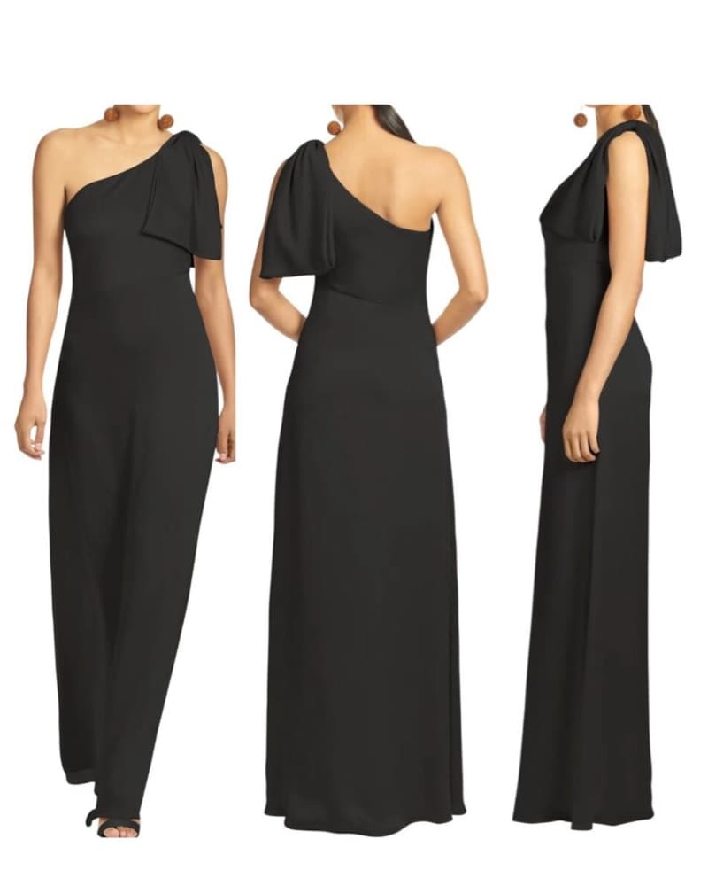 One Shoulder Black Gown - Image 3