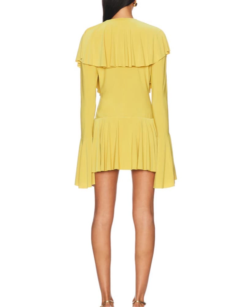 Norma Kamali Deep V Ruffle Mini Dress - Image 3