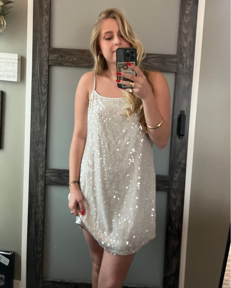 Sequined Champagne Slip Dress - Image 2