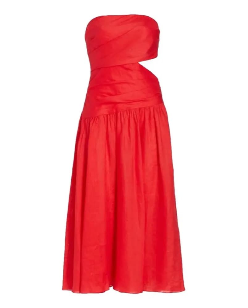 Zimmerman Red Linen Midi Dress - Image 2
