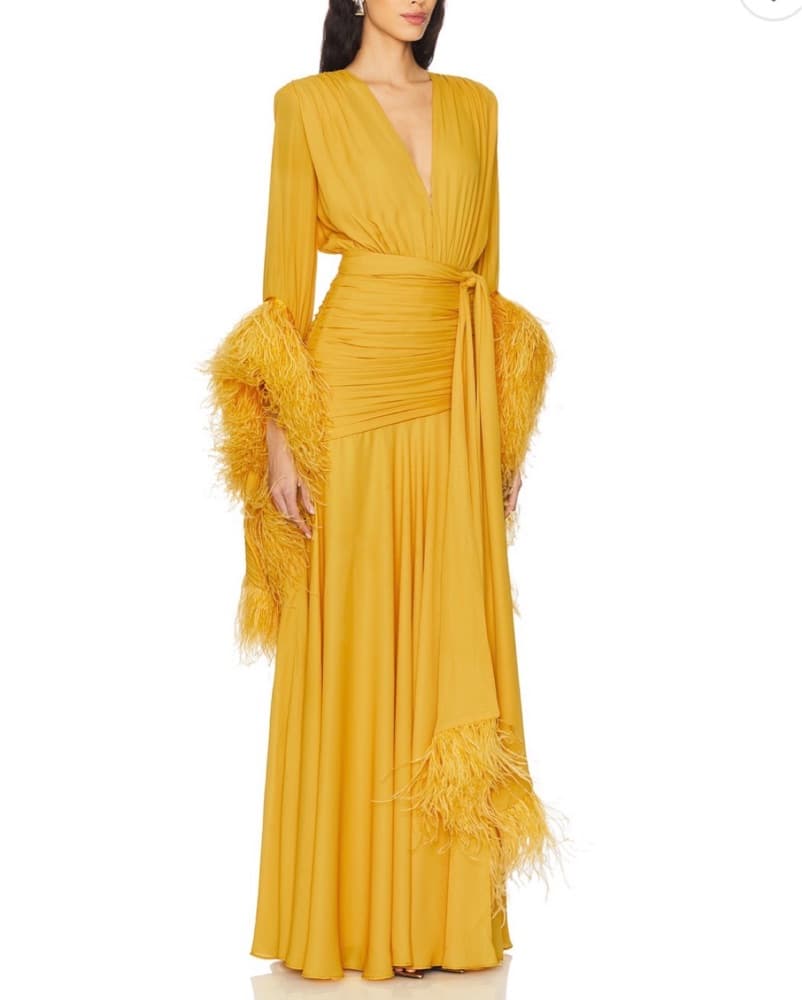 Bronx And Banco Yellow Feather Dress - Image 3