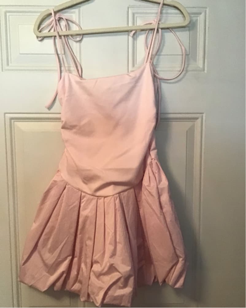 Stunning Blush Pink Satin Dress - Image 1
