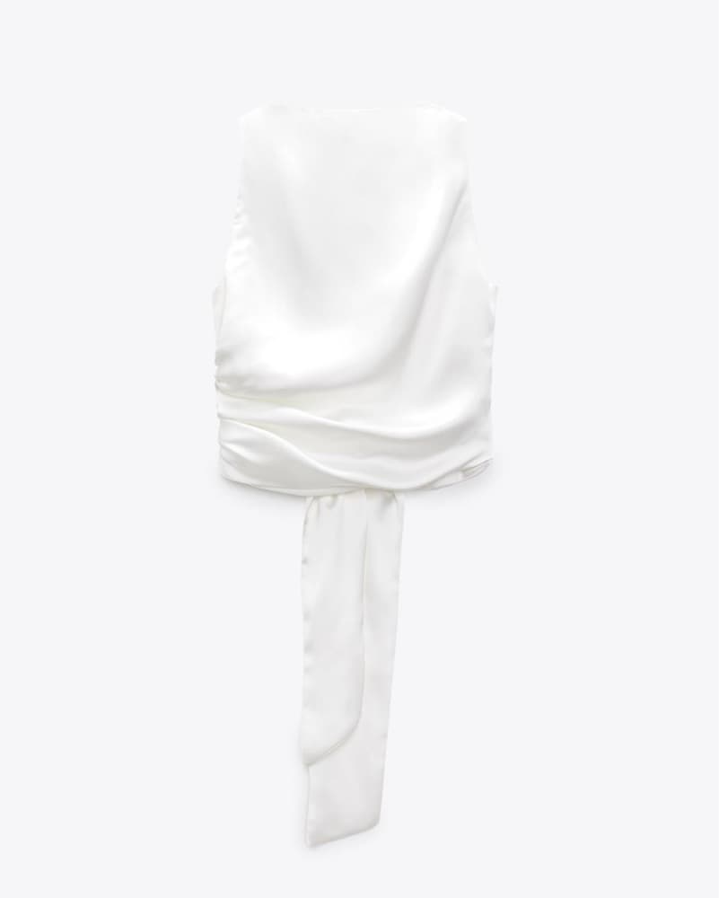 Sleek Satin Wrap-Style Top - Image 1