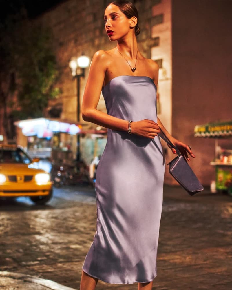 Reformation Joana Silk Dress in Aura - Image 1