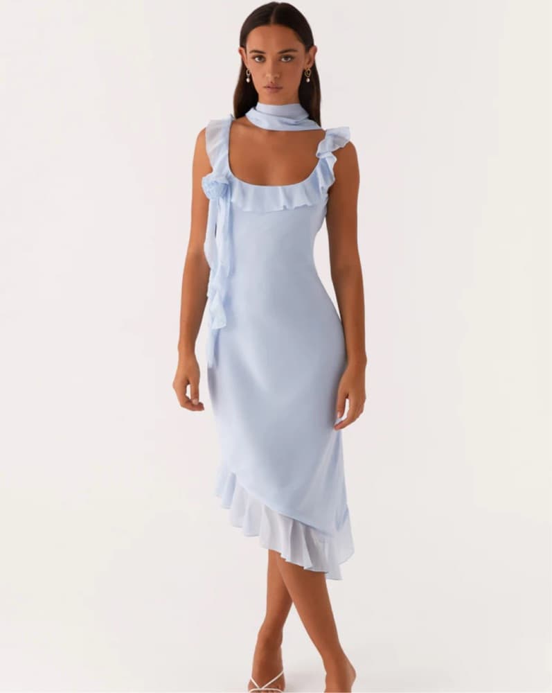 Elegant Blue Ruffle Dress - Image 1