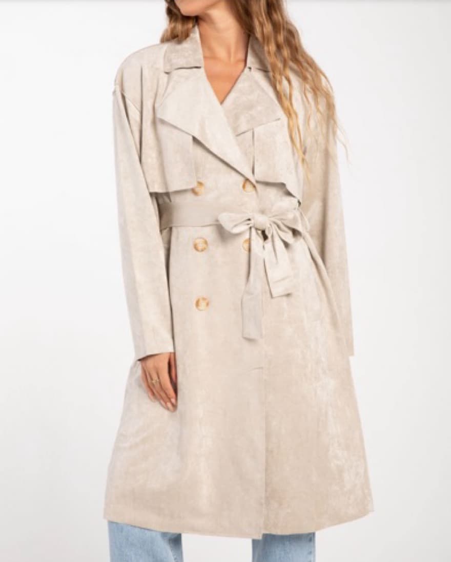 Cream suede trench coat  - Image 2