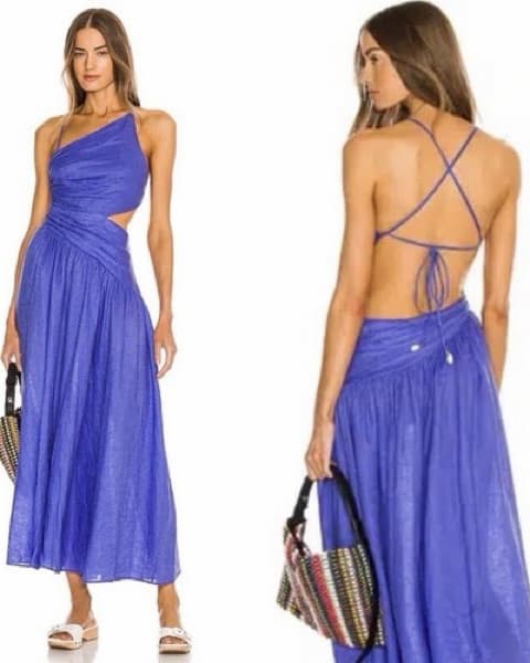 Zimmermann Blue Linen Asymmetric Dress - Image 3