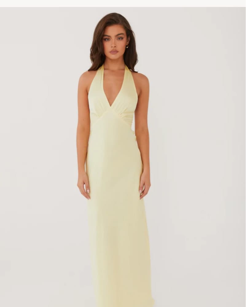 Elegant Yellow Halter Maxi Dress - Image 5