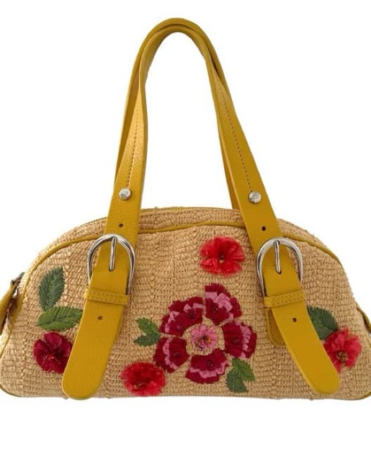 Christian Dior Rafia Floral Beaded Bag - Image 2