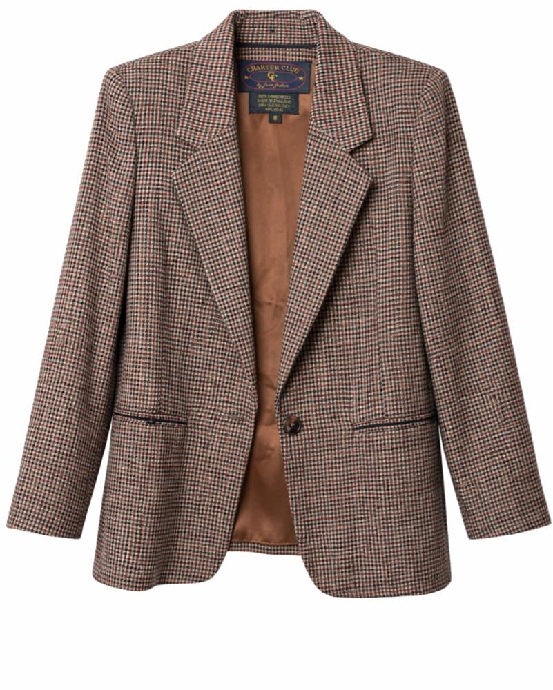 Vintage Houndstooth Plaid Blazer - Image 3