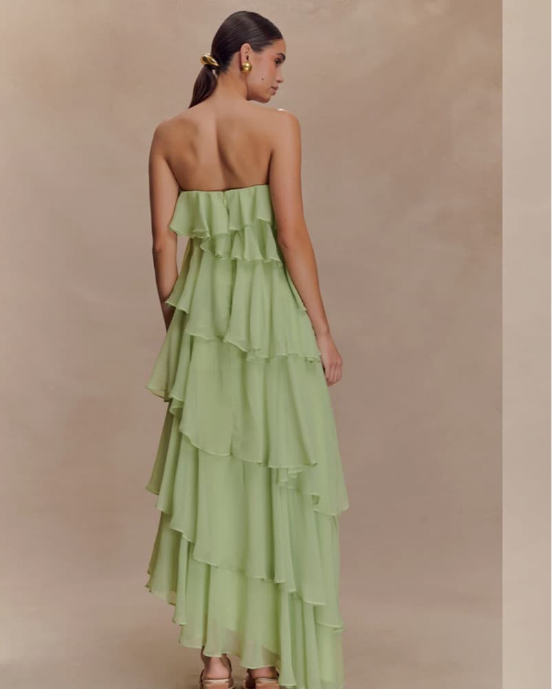 Alexa Ruffle Chiffon Maxi Dress - Pastel - Image 4