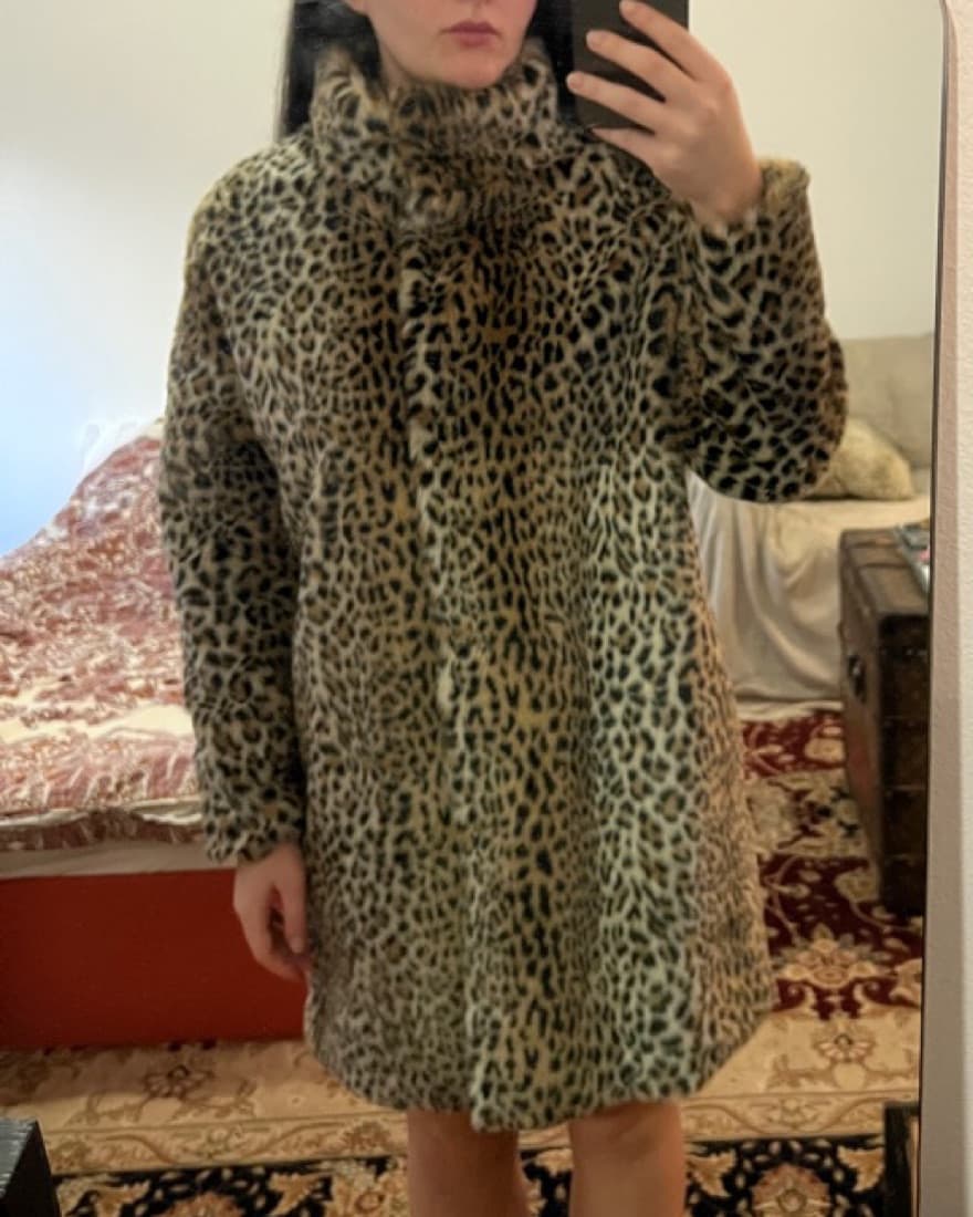 Faux Fur Leopard Coat - Image 2
