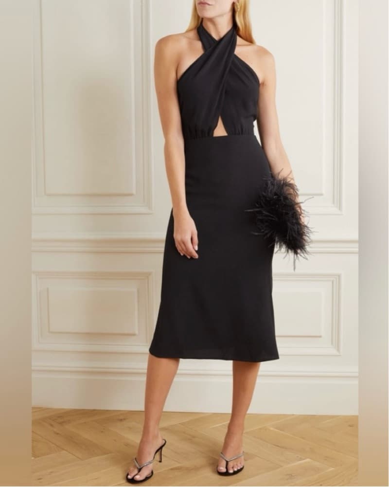 Reformation Black Halter Midi Dress - Image 3
