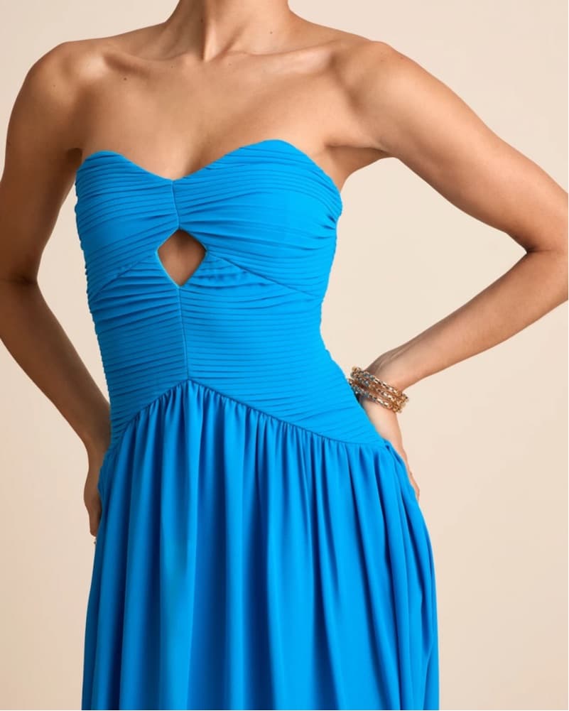 Rozala Bright Blue Pleated Strapless Max - Image 2