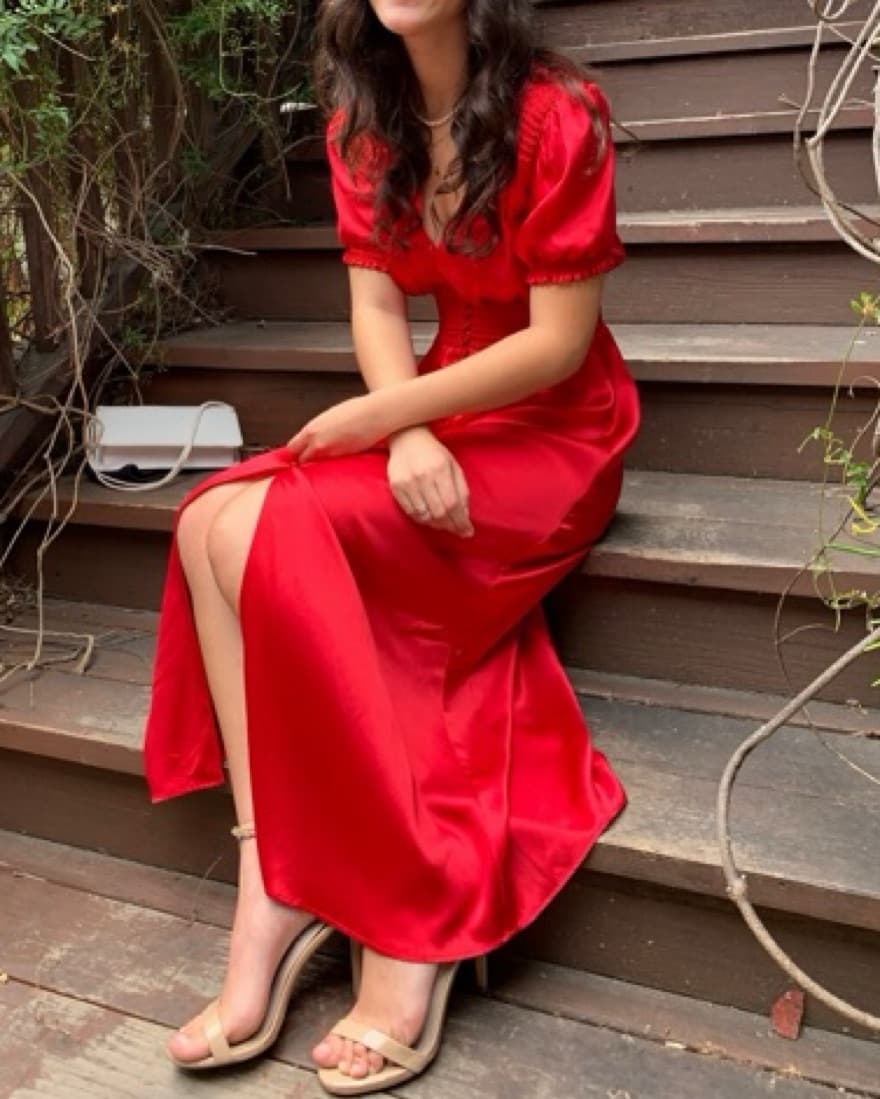 Reformation Red Silky Dress - Image 2