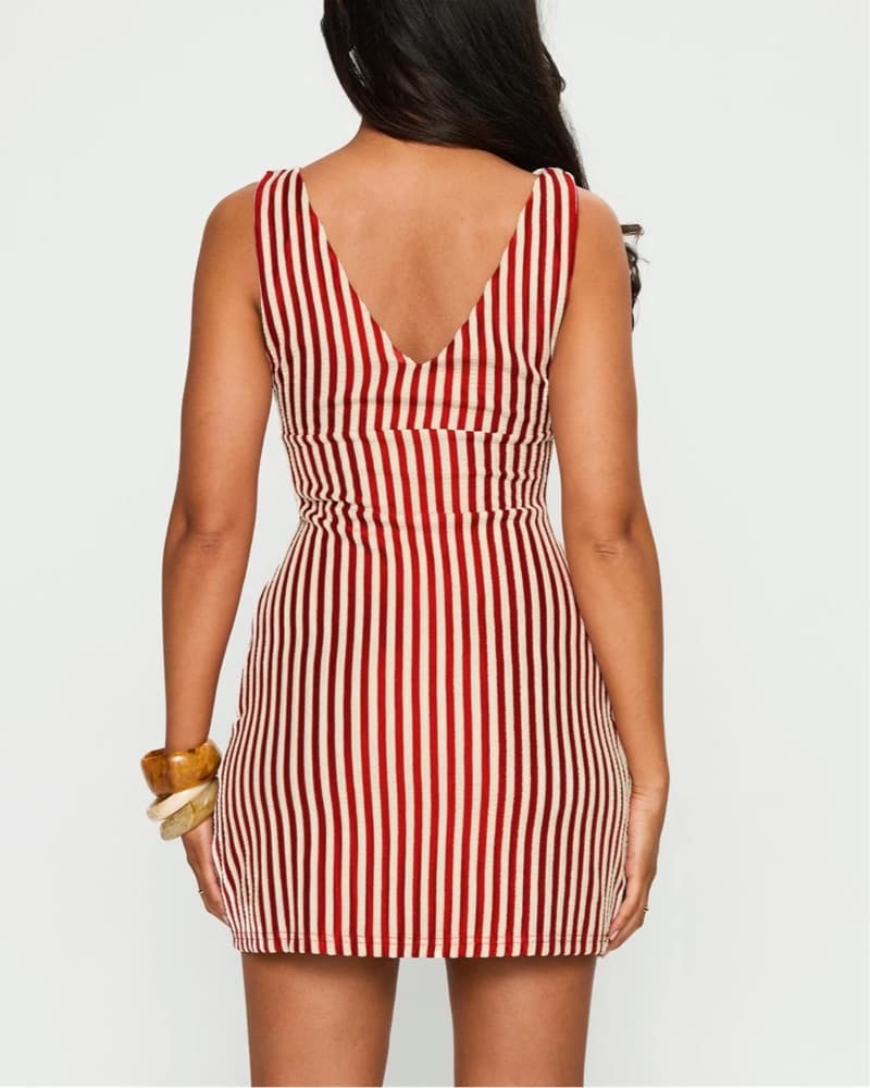 Red Striped Mini Dress - Image 2