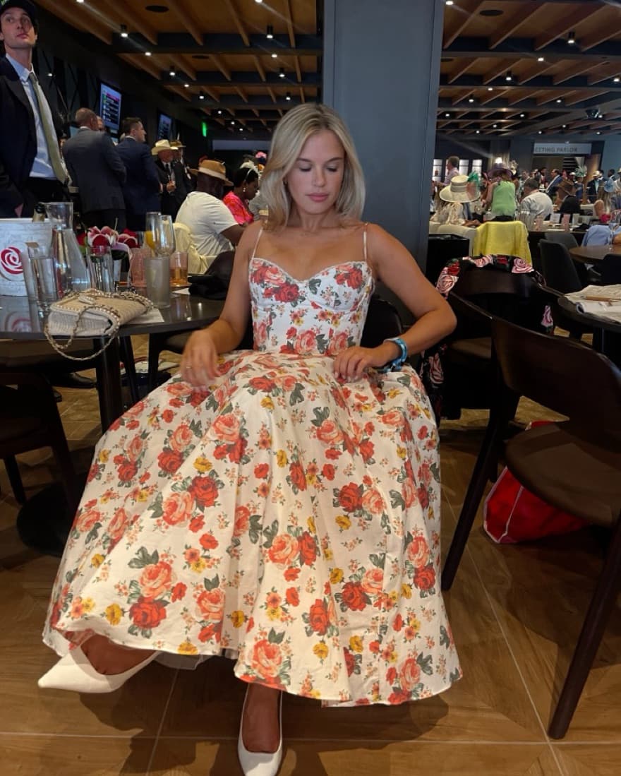 ITALIAN ROSE PRINT TULLE MIDI DRESS  - Image 2