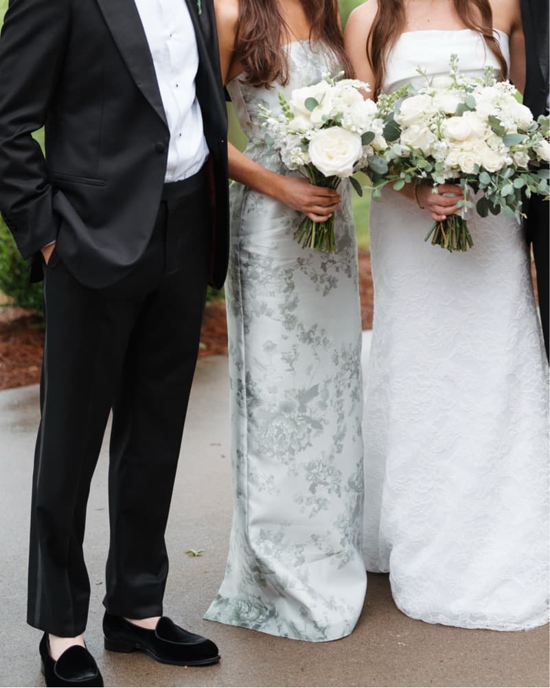 Alfred Sung Floral Satin Column Gown - Image 4