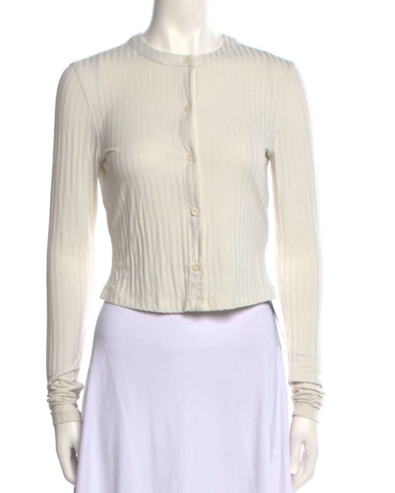 Helsa cream Cropped Button Cardigan - Image 1
