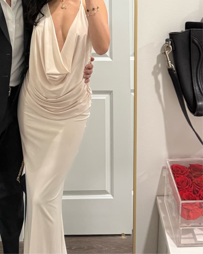 Zara Long Draped Dress - Image 5