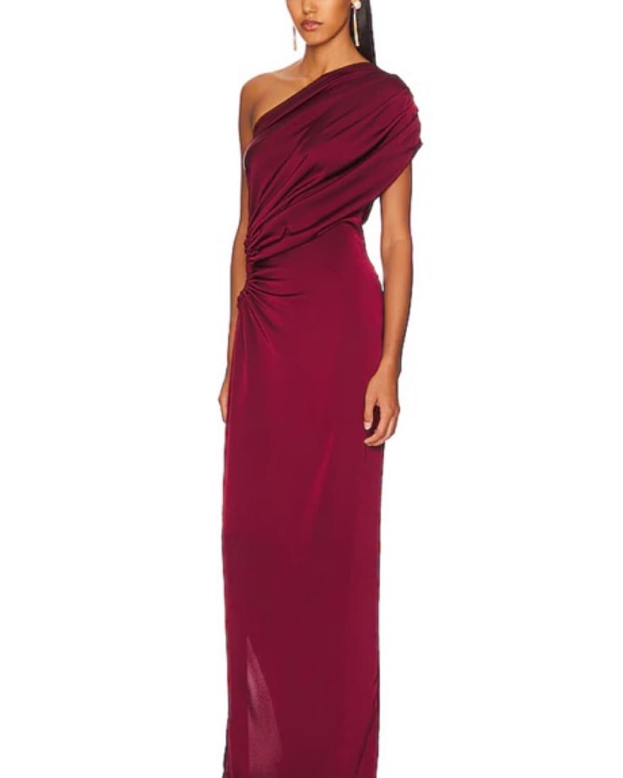 Revolve One Shoulder Dress In Oxblood - Image 1