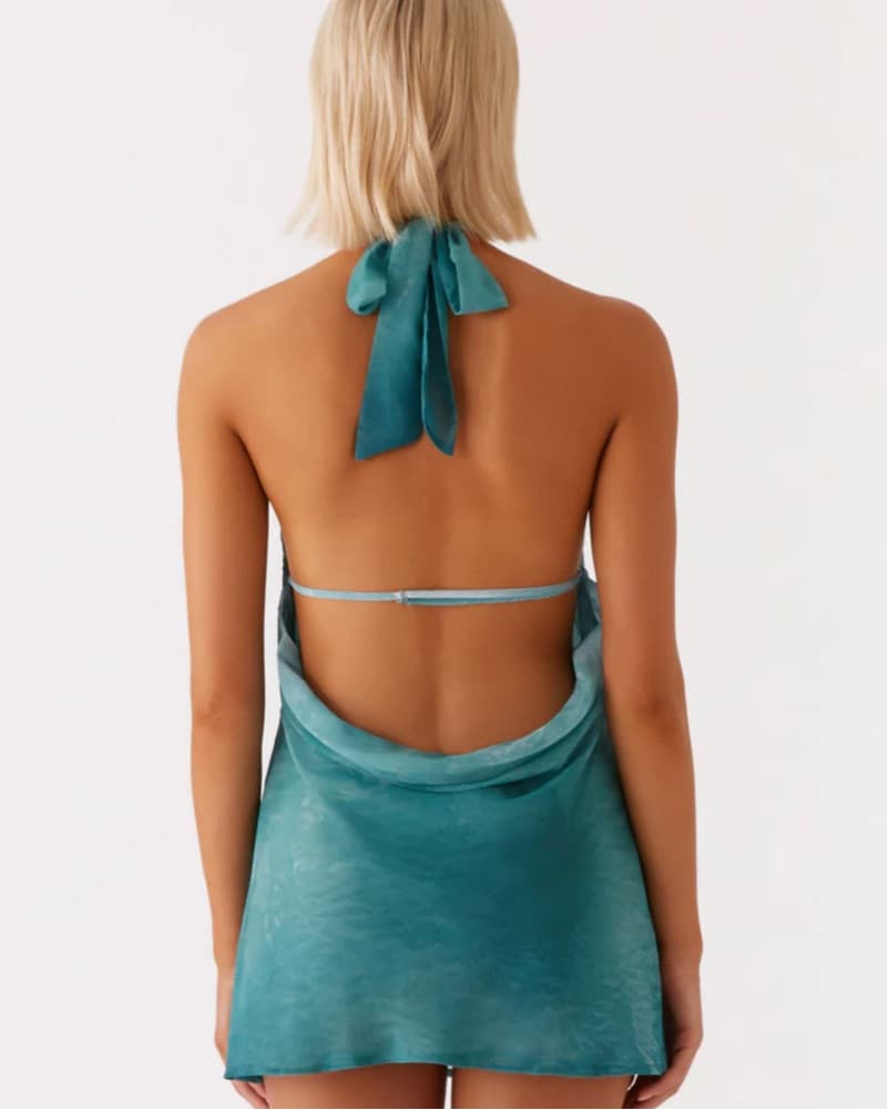 Blue Cowl Mini Dress - Image 6