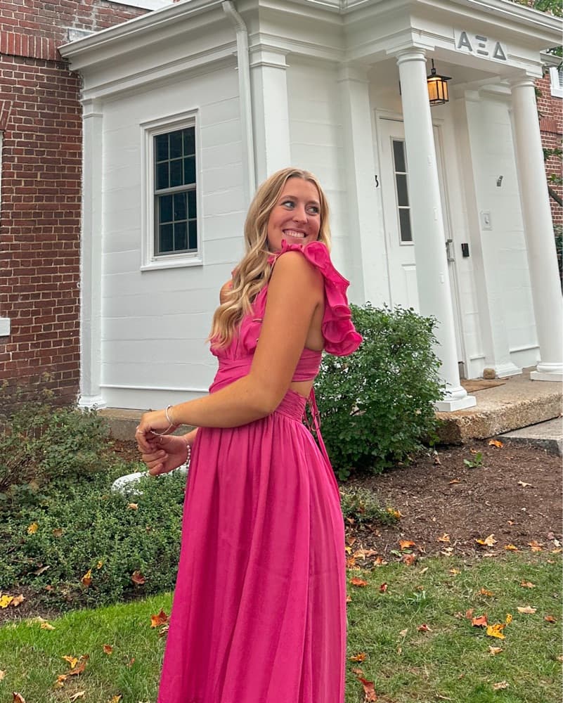 hot pink wedding guest maxi - Image 1