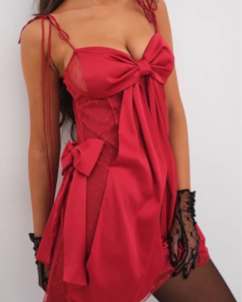 For Love and Lemons Red Silk Slip Dress - Image 3